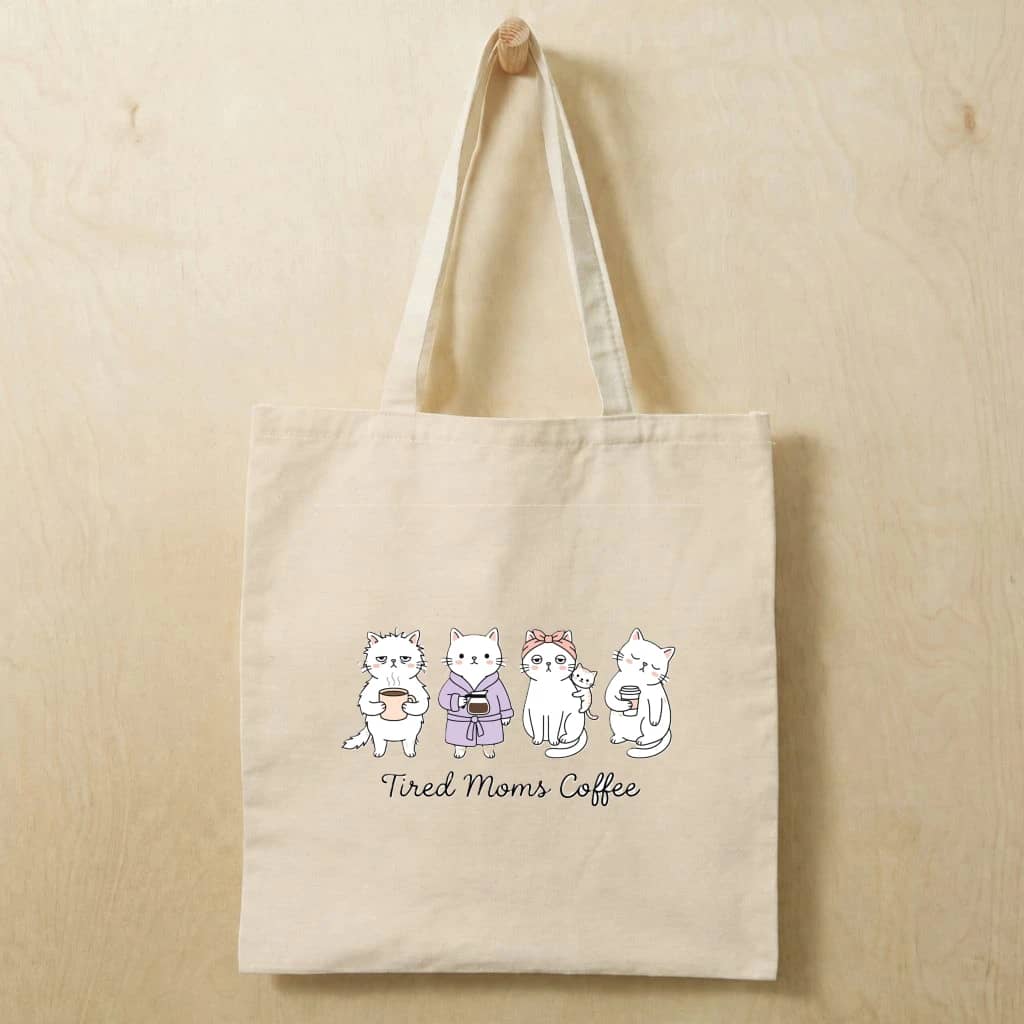 Coffee Cat Mom Life Cotton tote bag – Mother's Day Gift for Mom