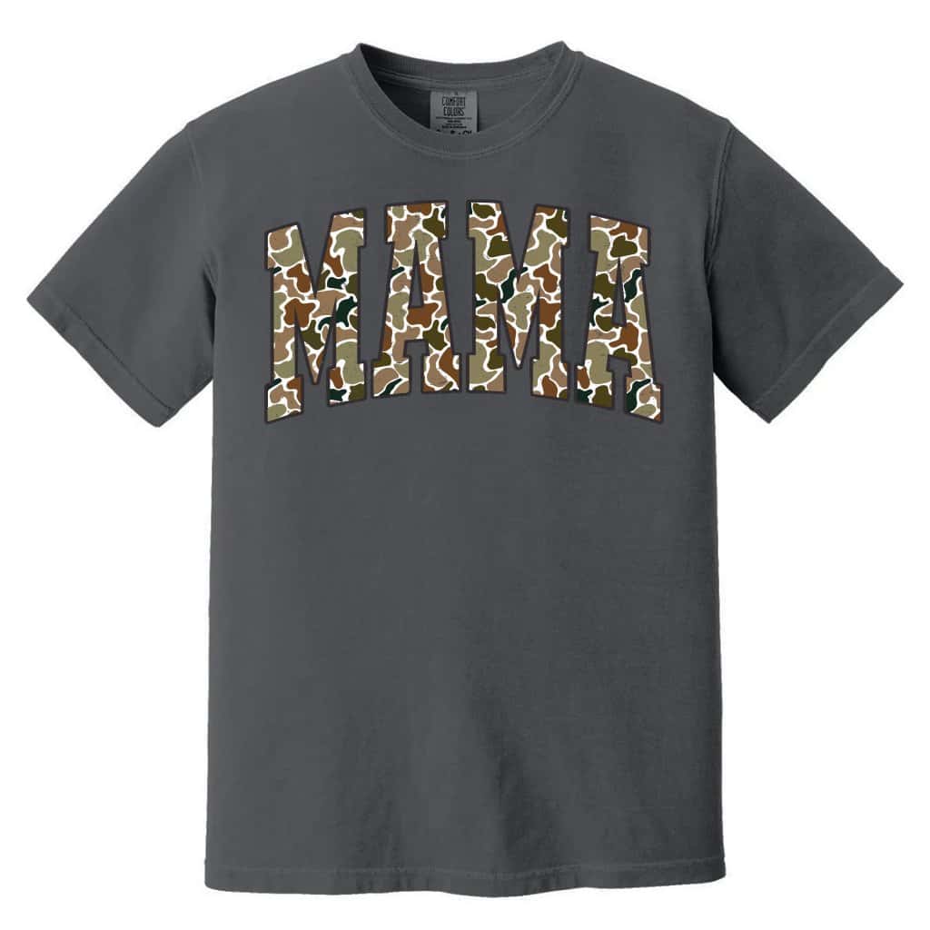 Camo Print Mama + Graphic T-Shirt + Everyday Wear + for Wife + Pepper Comfort Colors image