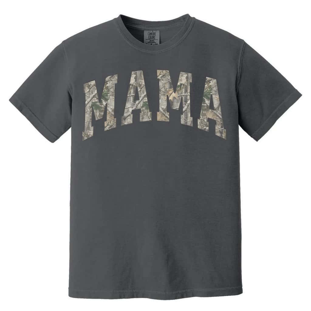 Premium Comfort Colors 1717 T-Shirt with Camo MAMA Print | Soft Wash Cotton Mom Tee image