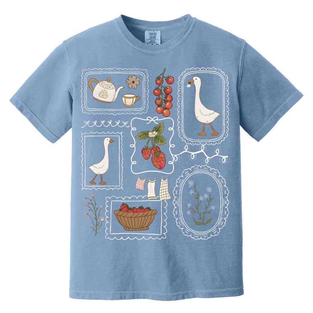 Comfort Colors Cottagecore Goose Shirt | Aesthetic Garden Nature Graphic Tee | Premium Vintage Farmhouse Apparel image