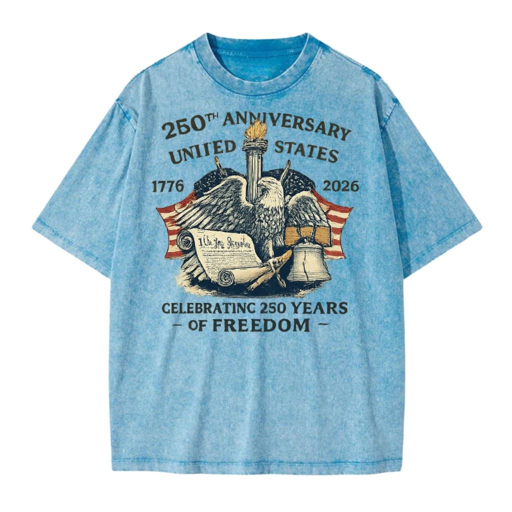 Patriotic American Eagle Wash Tee 4th of July Independence Day – Gift for Men Women USA 250th Anniversary Vintage