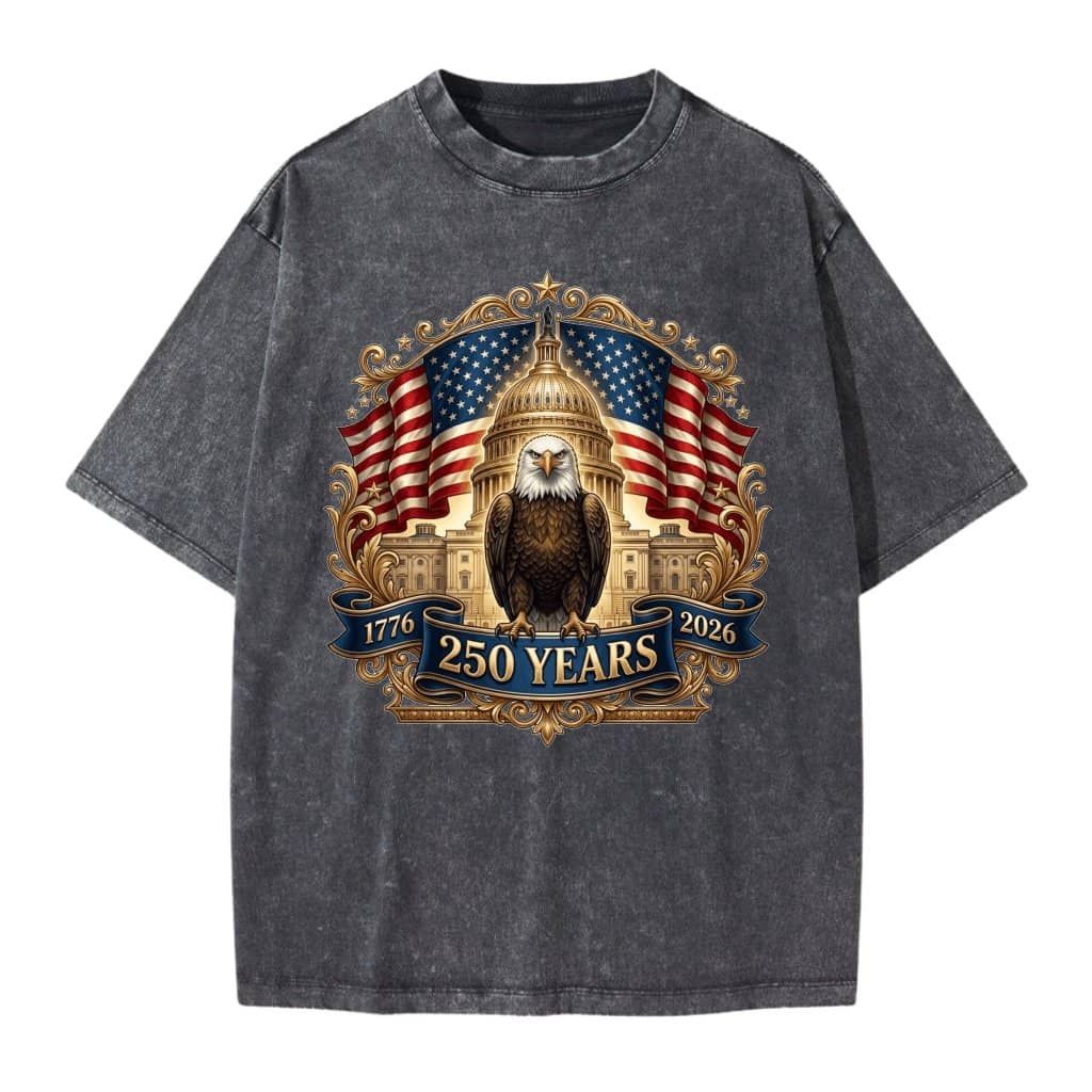 USA 250th Anniversary Eagle Wash Tee – Independence Day Patriotic Gift