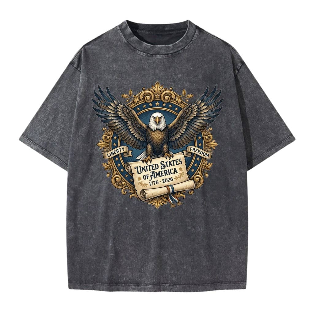 USA 250th Anniversary Patriotic Flag Wash Tee – 4th of July Independence Day Gift