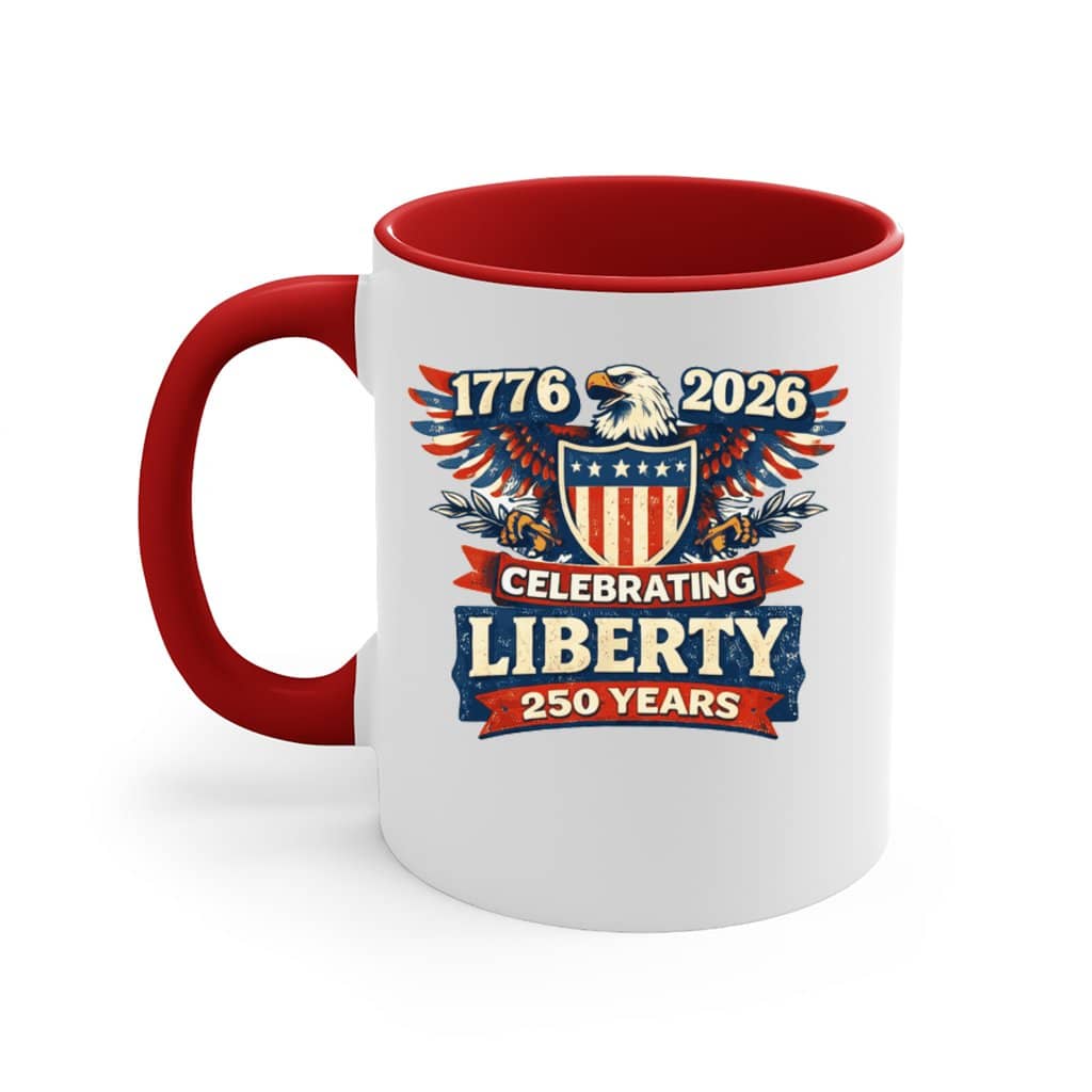 1776–2026 Liberty 250 Years Eagle Graphic, Vintage USA Patriotic Freedom Design, Independence Day Outfit - Accent Mug