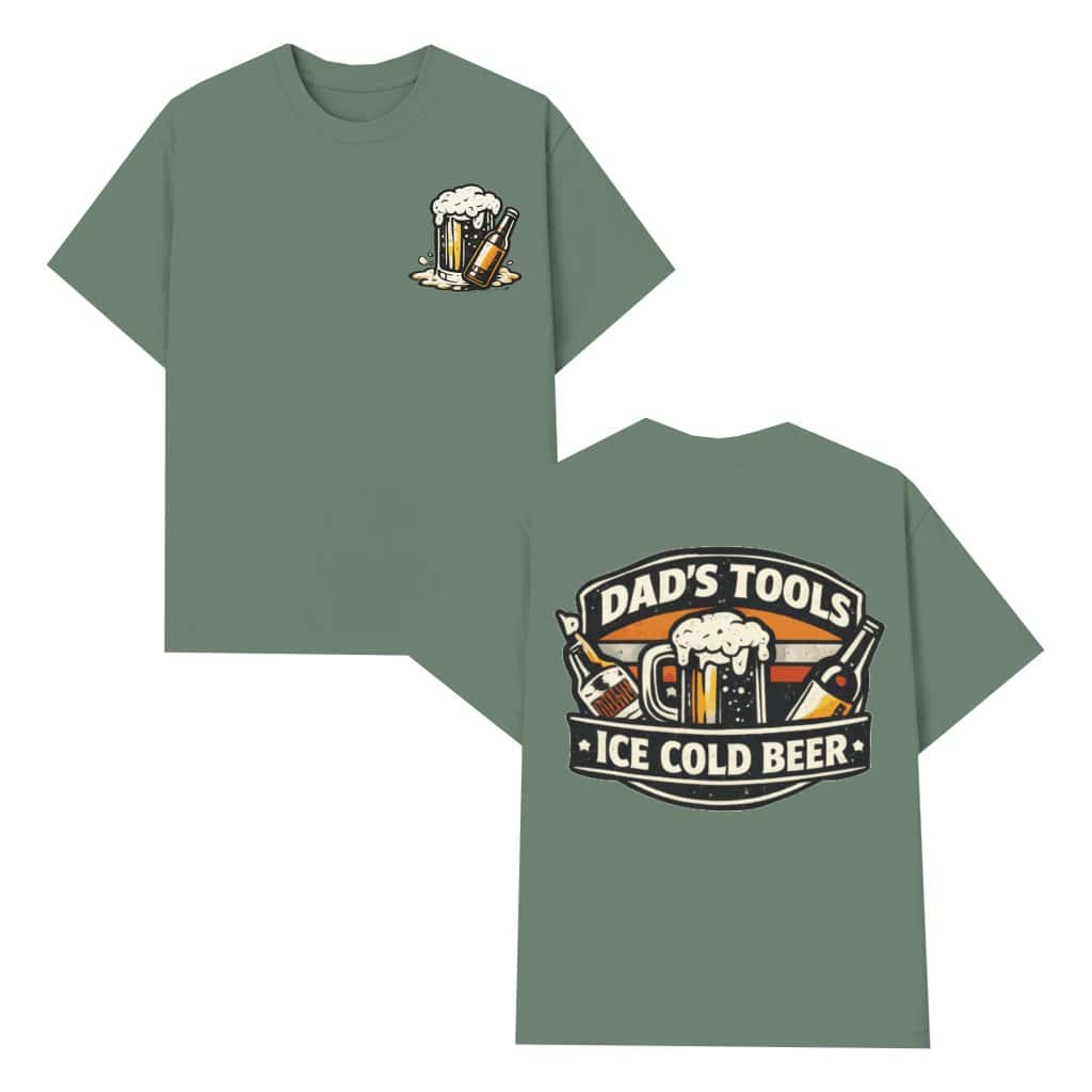 Dad’s Tools Ice Cold Beer Funny Graphic, Beer Lover Dad Humor Design, Vintage Gift Idea - T-shirt image