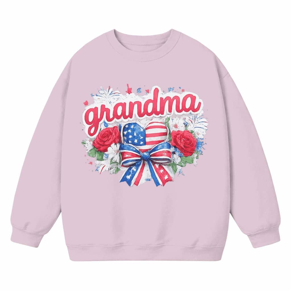 Pink Coquette Grandma Sweatshirt – Mother’s Day & USA 250 Gift for Nana Mimi Gigi, Preppy Patriotic Design