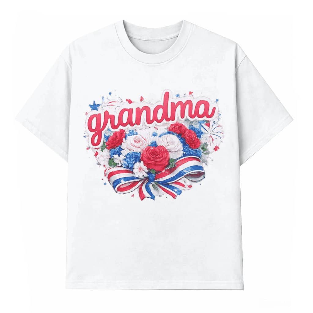 Cute Grandma Bow Tee – Mother’s Day & Independence Day Gift for Nana Mimi Gigi, Pink Aesthetic USA Design