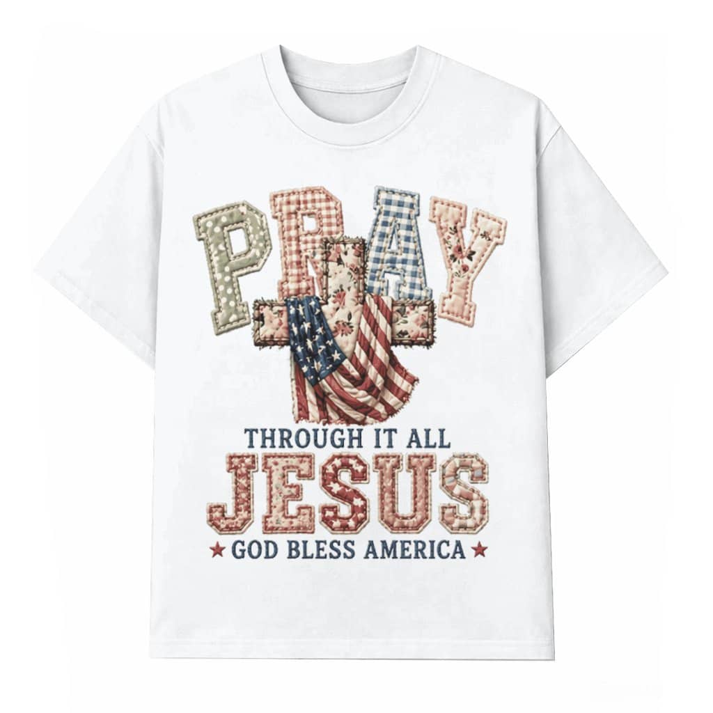 Vintage Patriotic Jesus Graphic Tee – Independence Day Christian Gift for Believers, USA Faith Design