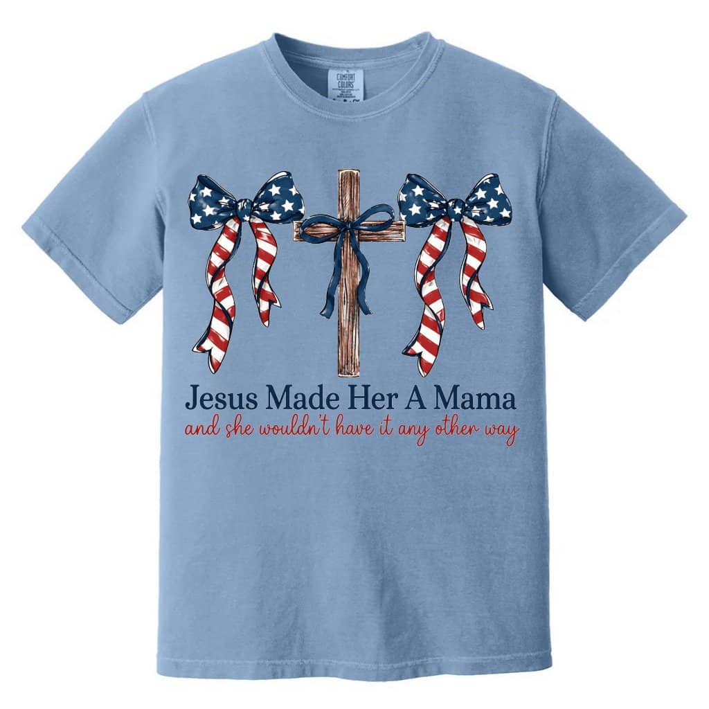 Comfort Colors Camo Coquette Christian Mama Graphic Tee – Jesus Made Her A Mama Hunting Gift, Duck Camo Pattern for Mom