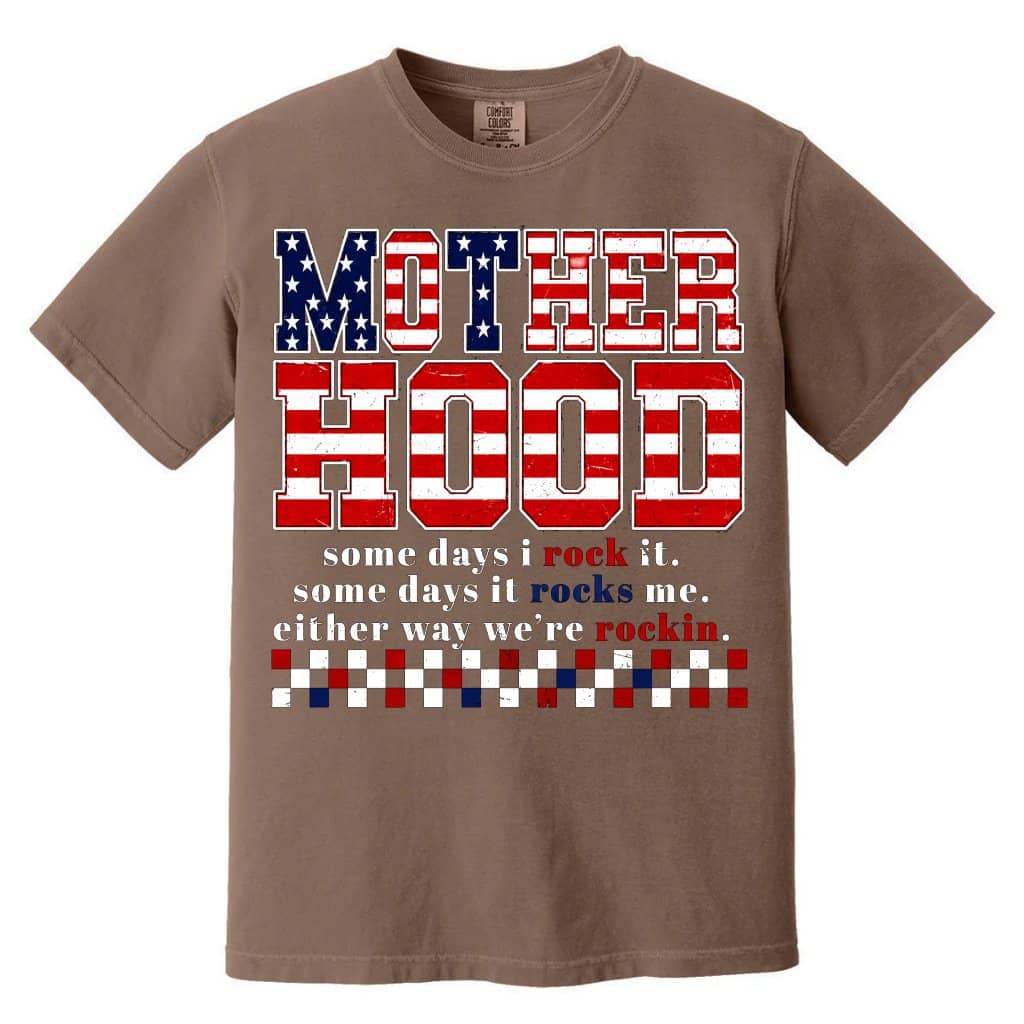 Comfort Colors Funny Motherhood Graphic Tee – 4th of July Mom Life For Mom, Patriotic USA Mama Humor Gift