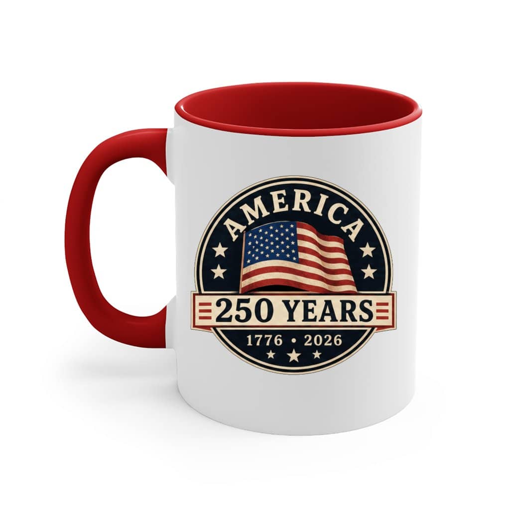 Retro USA 250 Years Accent Mug – 1776-2026 Independence Day Patriotic Gift for Men Women, American Flag Graphic