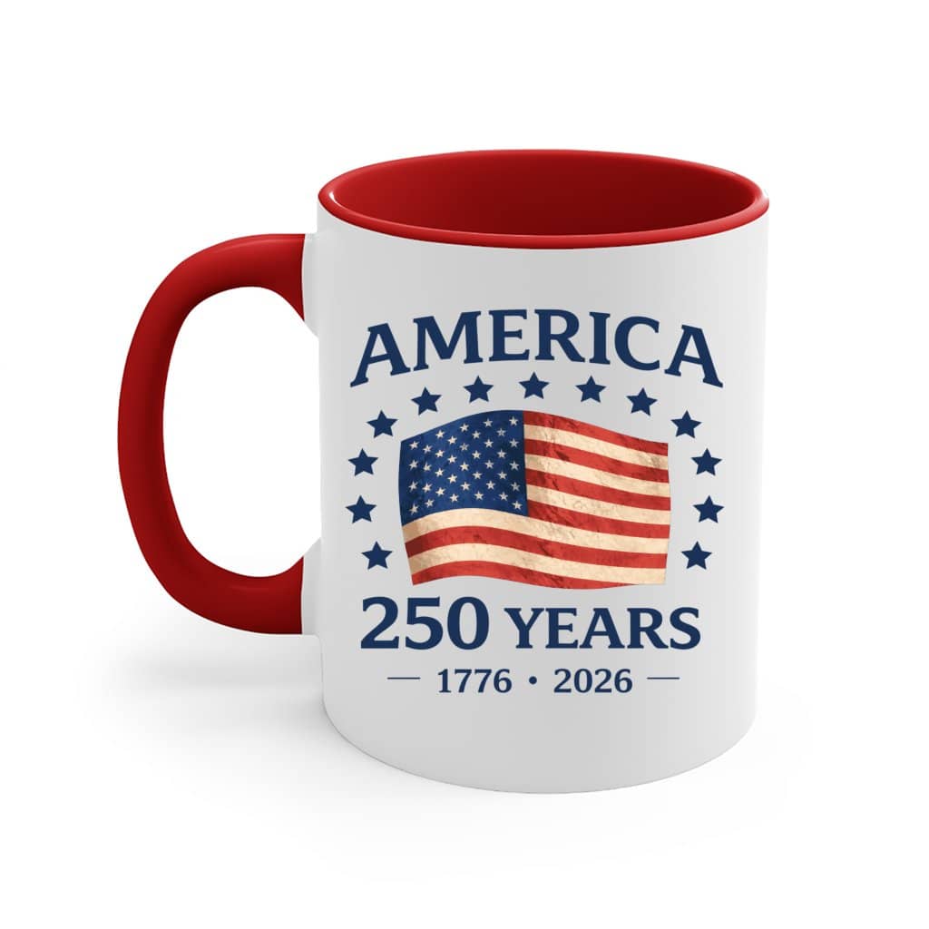 Freedom 250 Years Accent Mug – USA 1776-2026 Independence Day Gift for Men Women, Retro Patriotic Graphic