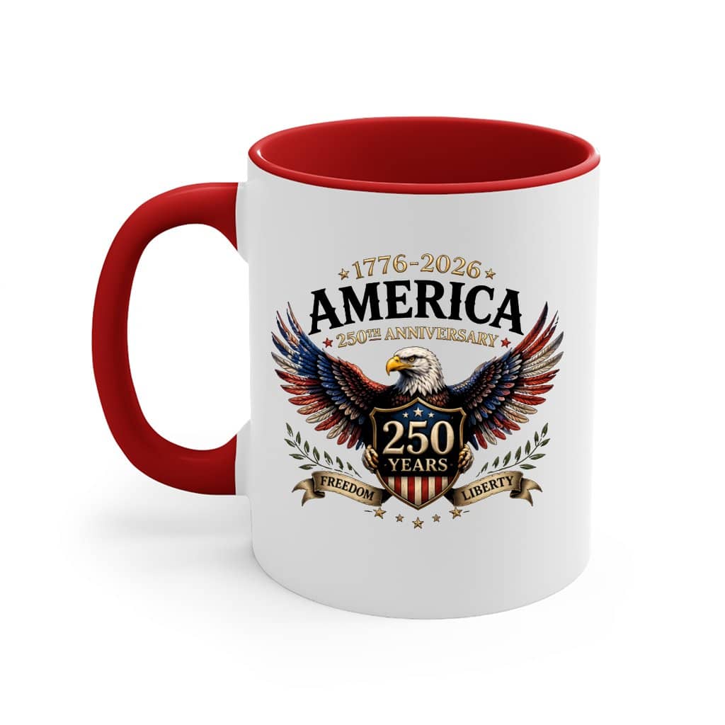 Liberty Eagle 1776–2026 Accent Mug – America 250th Anniversary Patriotic Graphic Gift for Him Her