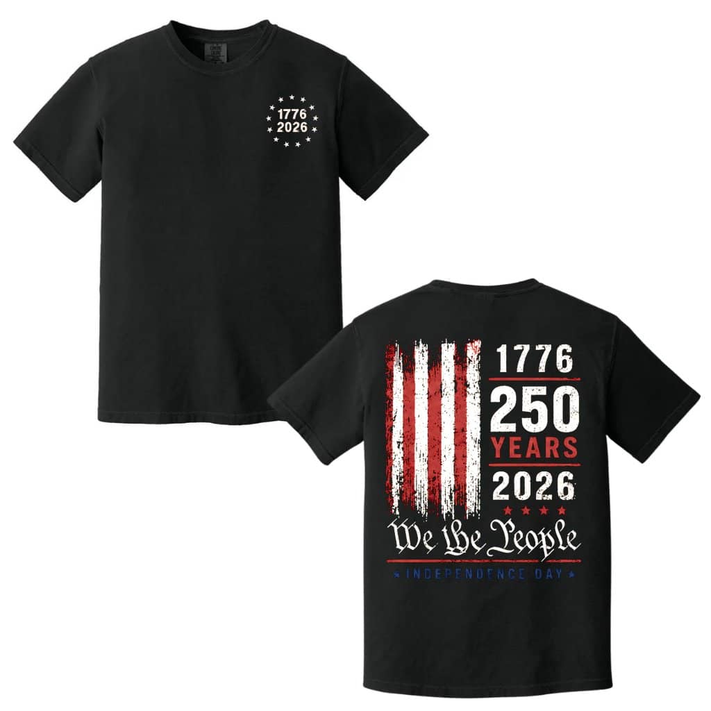 Comfort Colors 1776-2026 Patriotic Shirt – 250 Years USA Independence Day, Vintage Flag Gift for Men Women