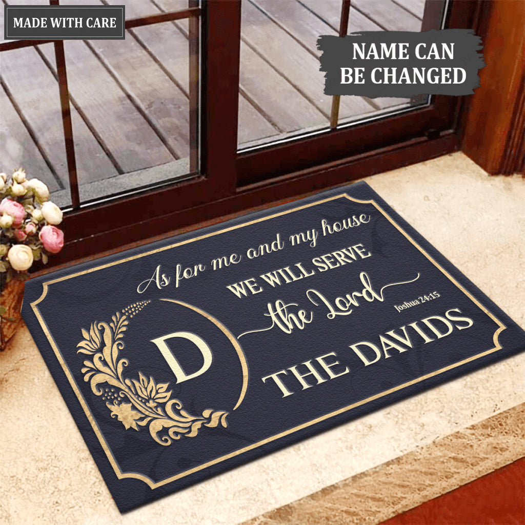 Personalized Doormat Family Serve The Lord