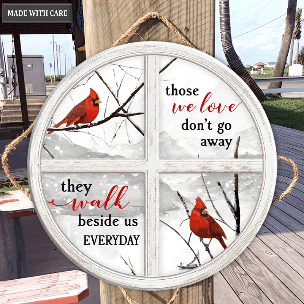 Cardinal On Window Circle Sign