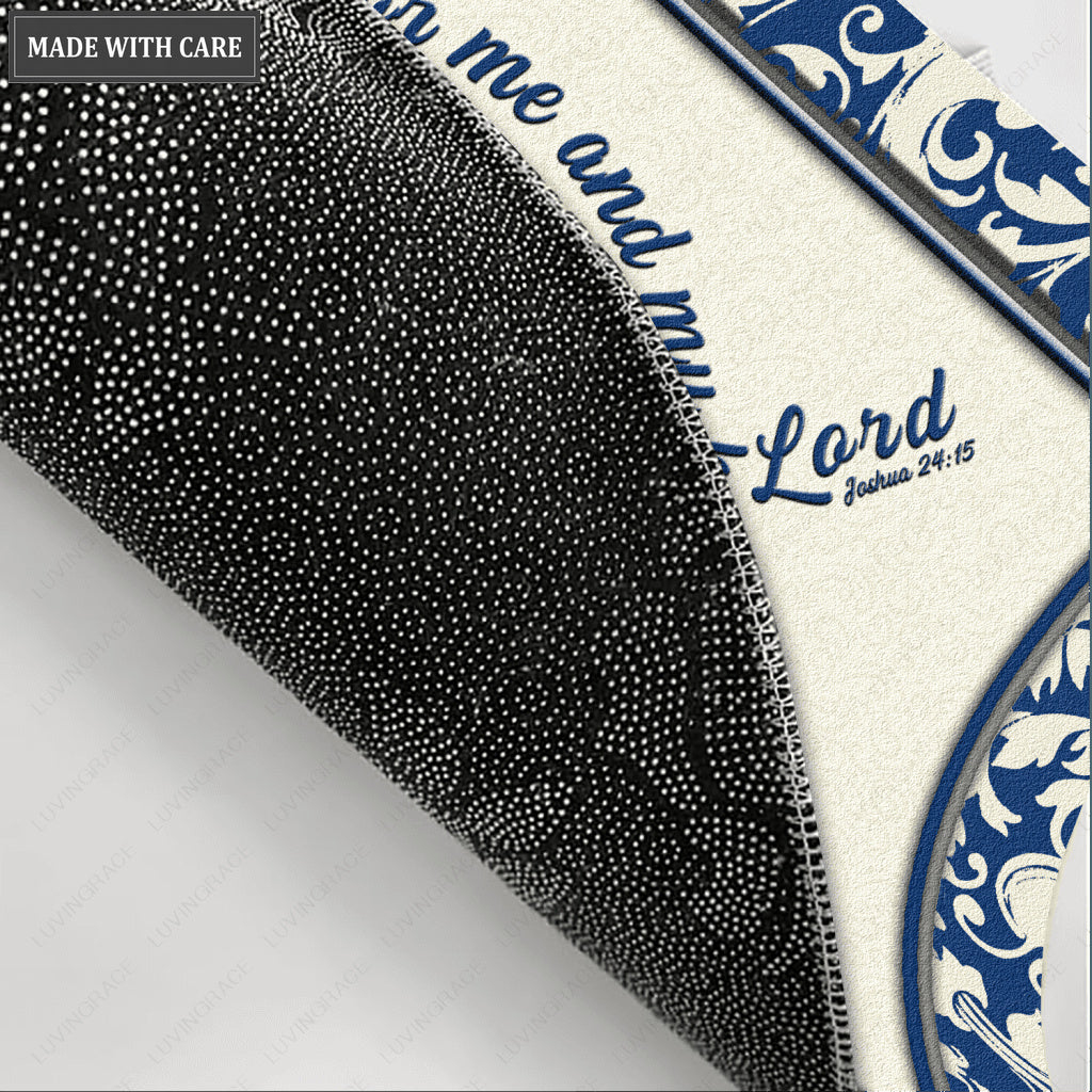 Navy Blue and Silver Serve The Lord Personalized Doormat