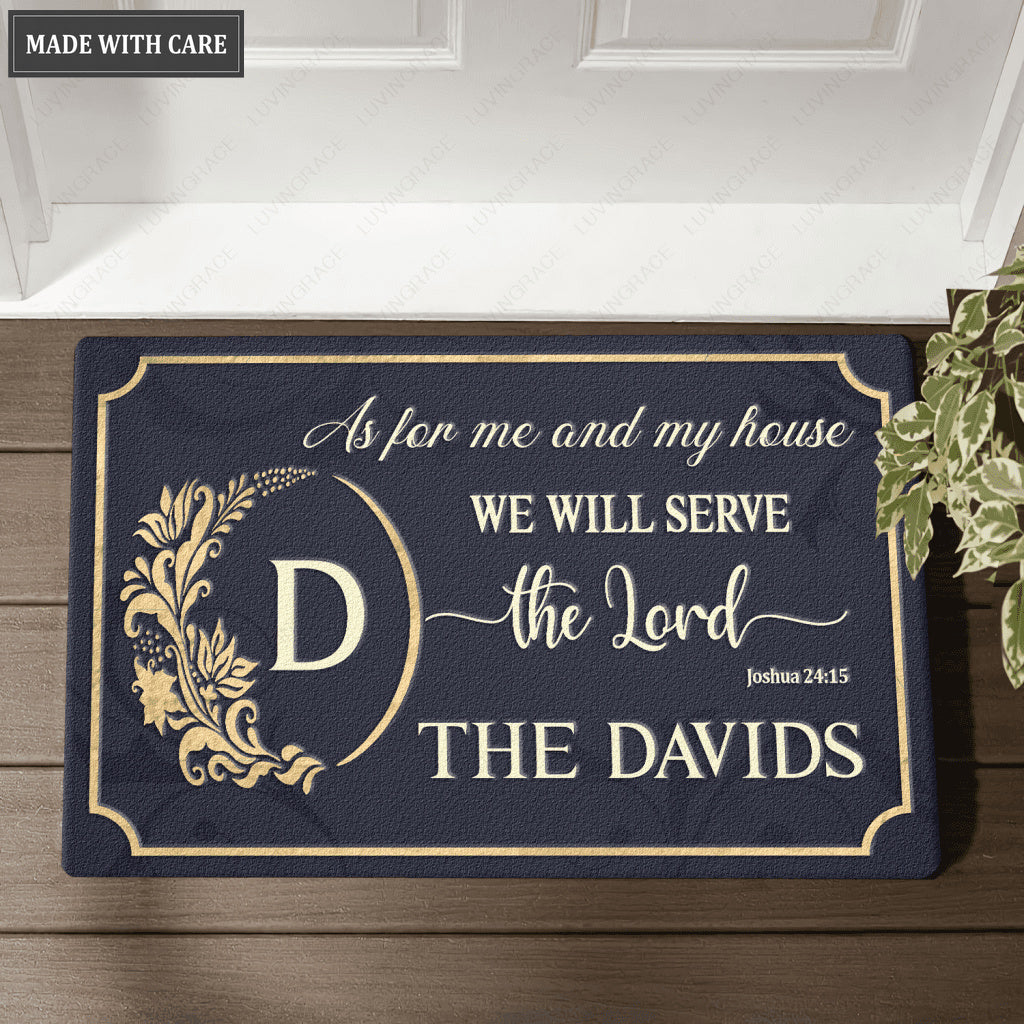 Personalized Doormat Family Serve The Lord