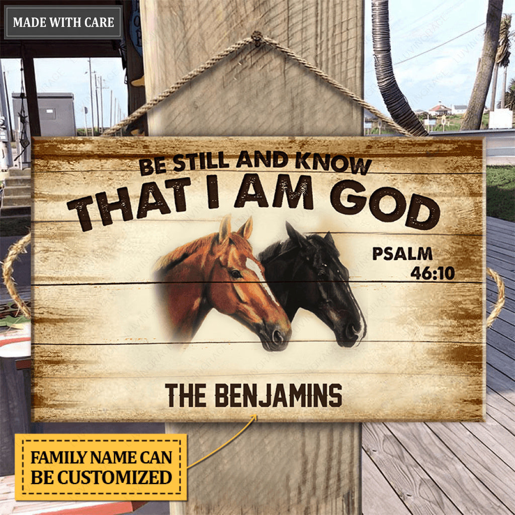 Personalized Be Still Horses Rectangle Wood Sign