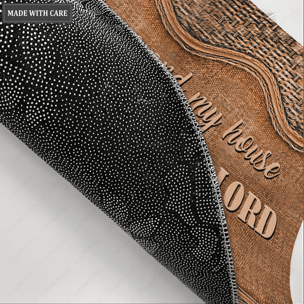 Personalized Rattan Texture Serve The Lord Doormat