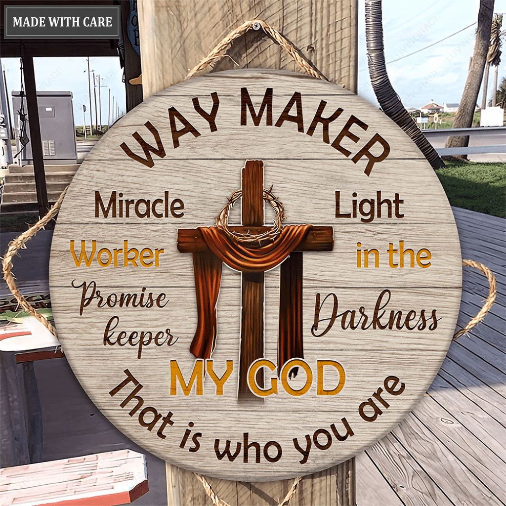 Way Maker Wood Circle Sign