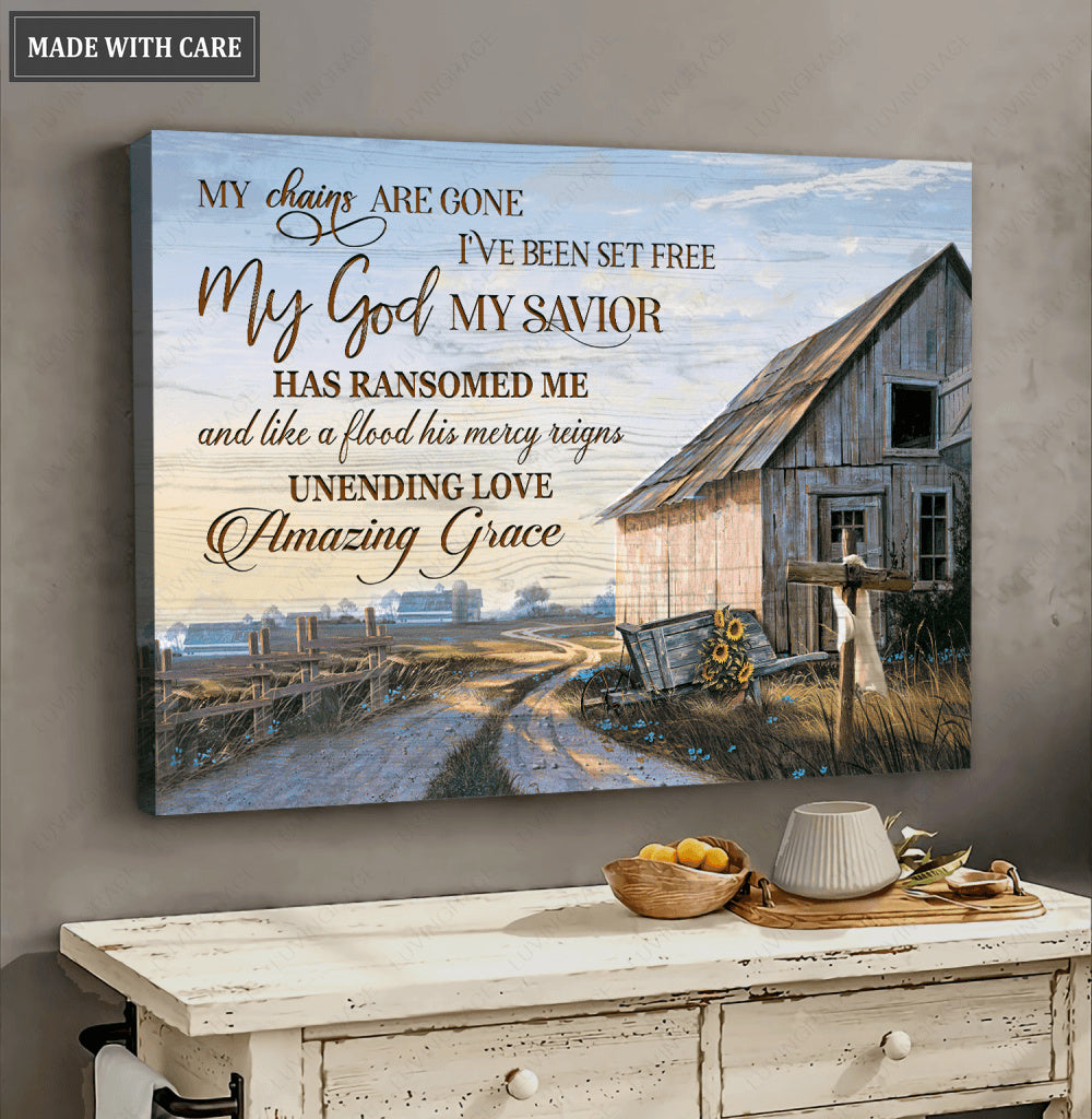 Country Barn My Chains Are Gone Wall Art