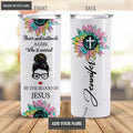 Personalized Covered by the blood of Jesus skinny tumbler