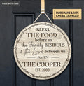 Personalized Bless The Food Family Love Wood Circle Sign