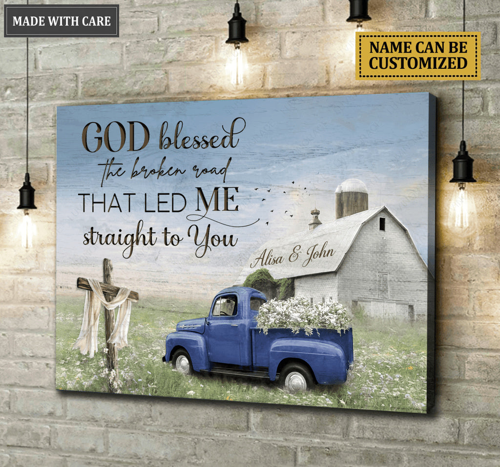 Personalized Spring Truck God Blessed Wall Art