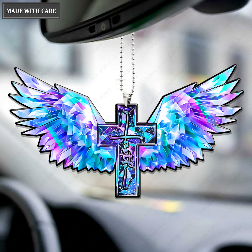 Hologram Wings Faith Cross Ornament