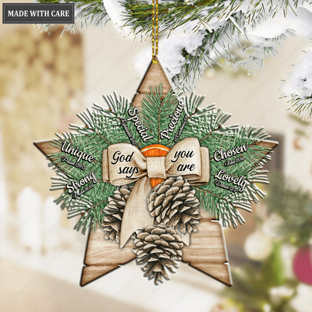 Star With Pinecones God Says You Are Ornament