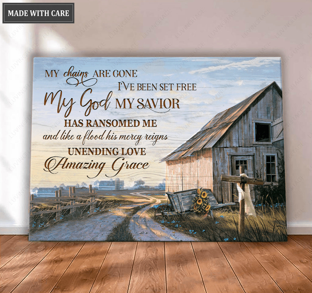 Country Barn My Chains Are Gone Wall Art