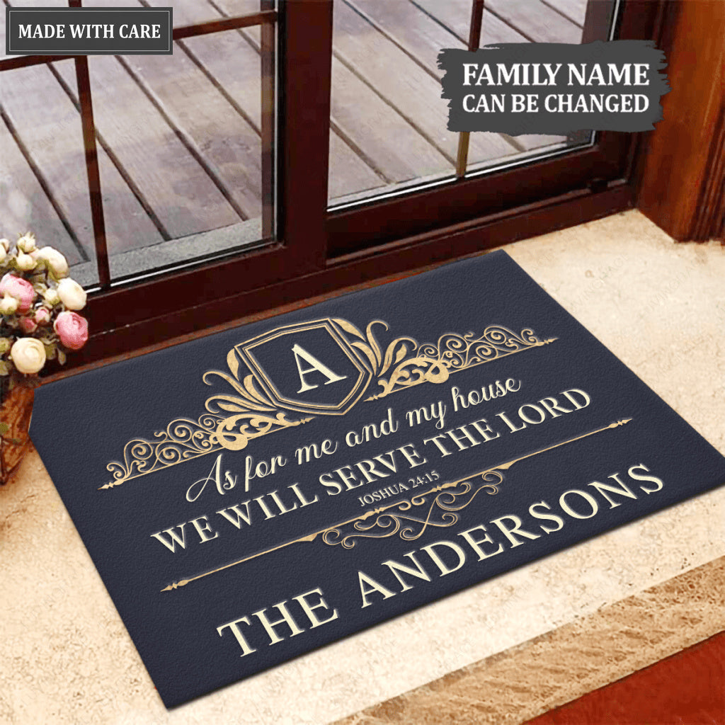 Monogram Luxury Serve The Lord Personalized Doormat