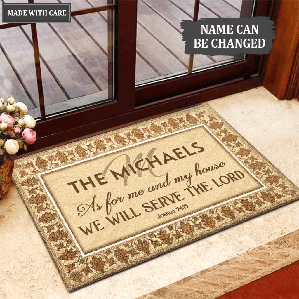 Monogrammed Details Serve The Lord Personalized Doormat