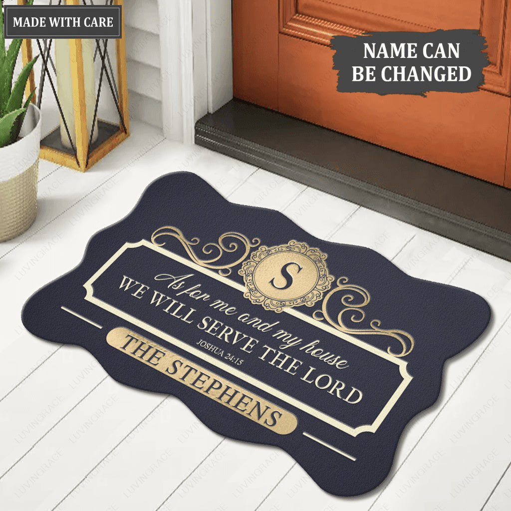 Personalized New Elegant Serve The Lord Shaped Doormat