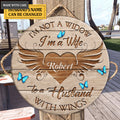Personalized Husband With Wings Wood Circle Sign