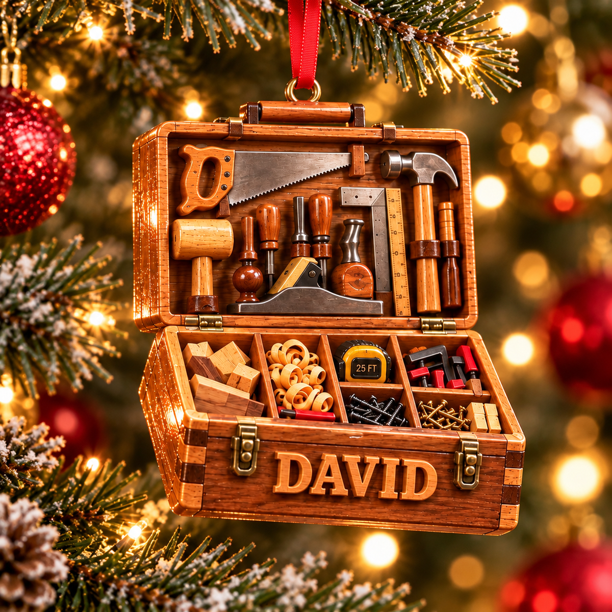 Vintage Carpenter Toolbox Decor - Personalized 3D Ornament