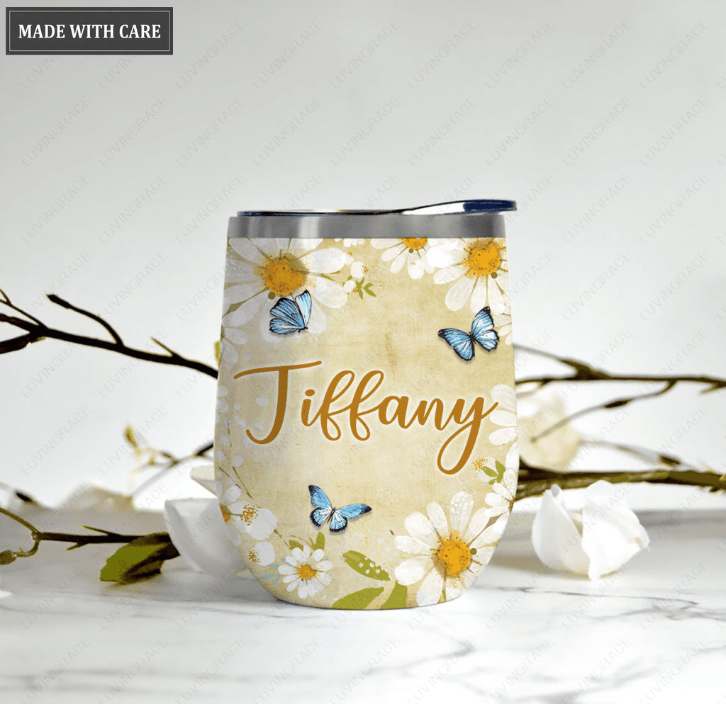 Personalized Daisy Wine Tumbler Be Still And Know