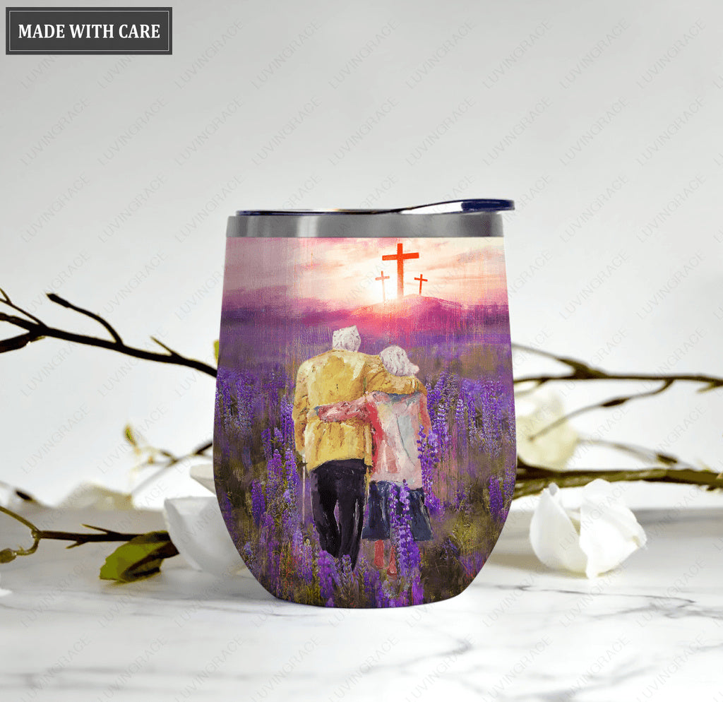 Personalized Lavender Couple God Knew My Heart Needed You Wine Tumbler