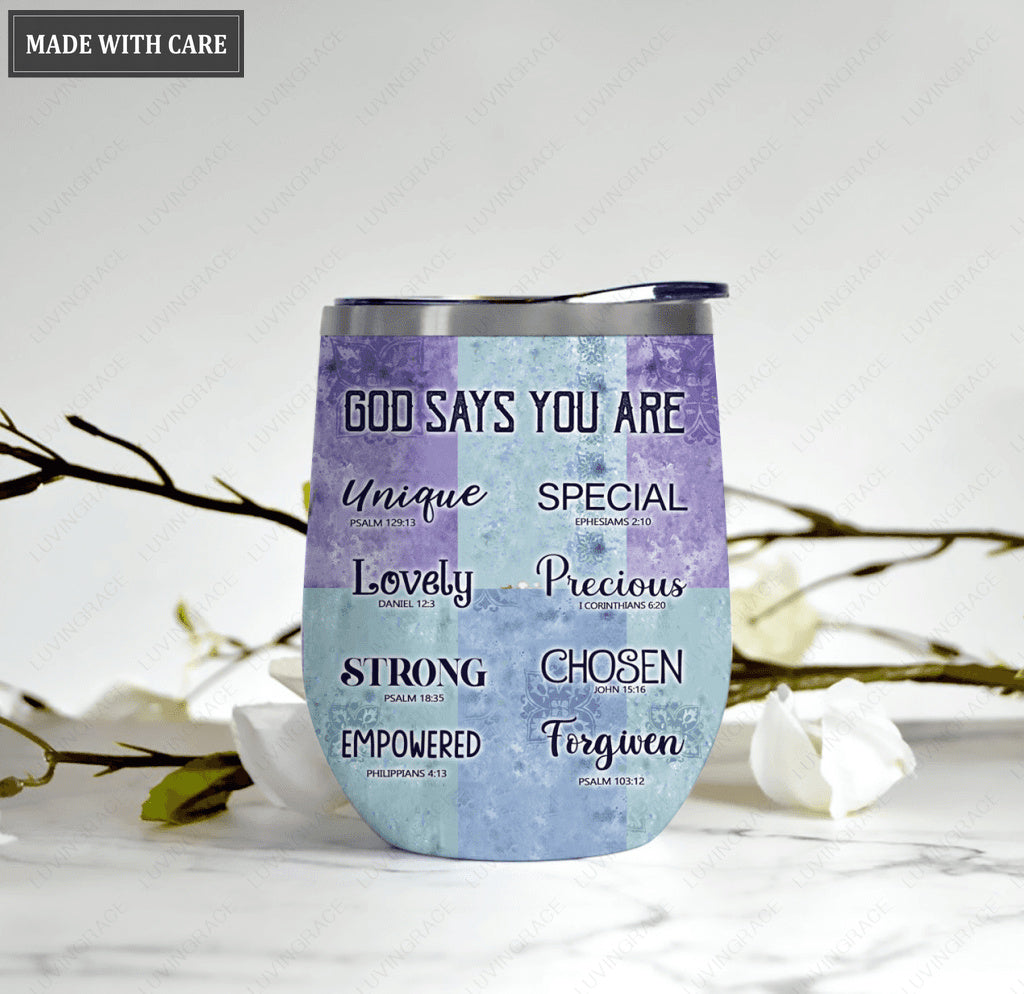 Personalized Lily Cross God Says You Are Wine Tumbler