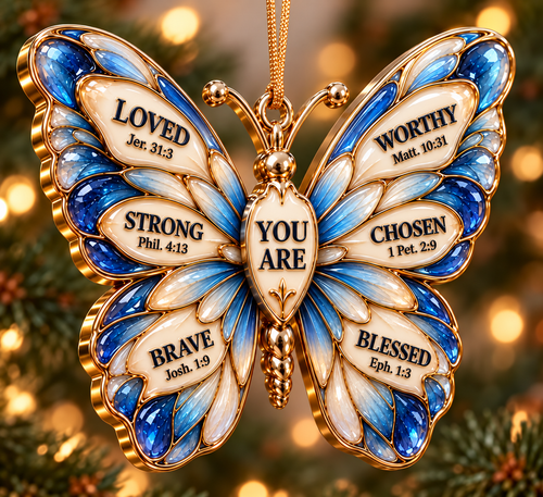 3D Raised You Are Butterfly Ornament – Inspirational Bible Verse Christian Gift