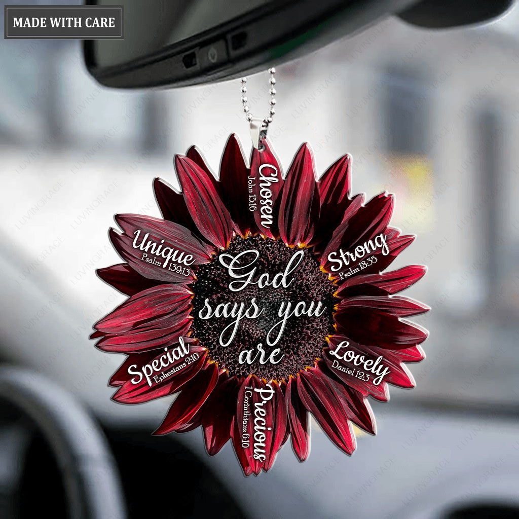 Chocolate Cherry Sunflower God Says You Are Ornament