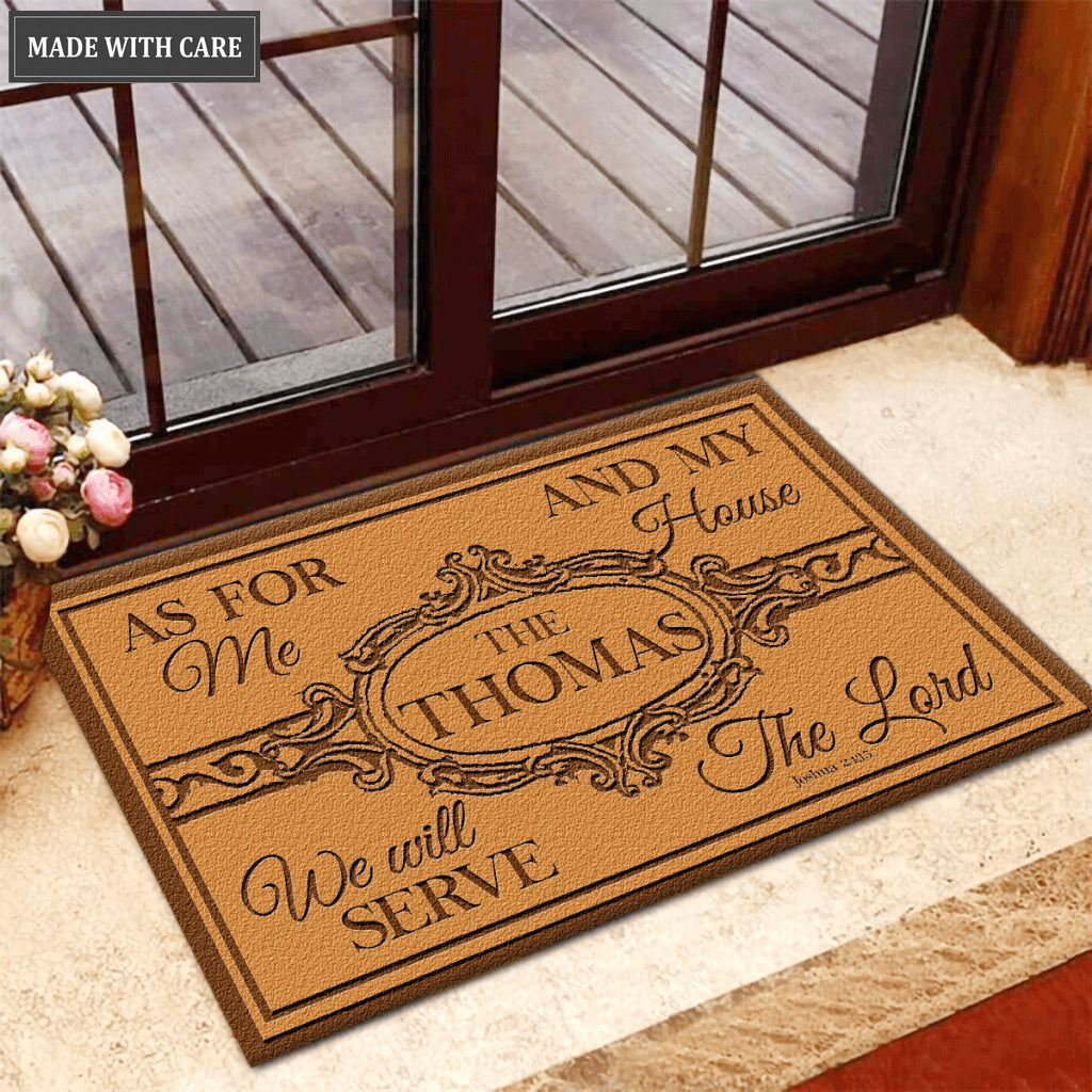 Personalized Family Name As For Me And My House We Will Serve The Lord Doormat