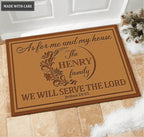 Personalized Floral Family Name Serve The Lord Doormat