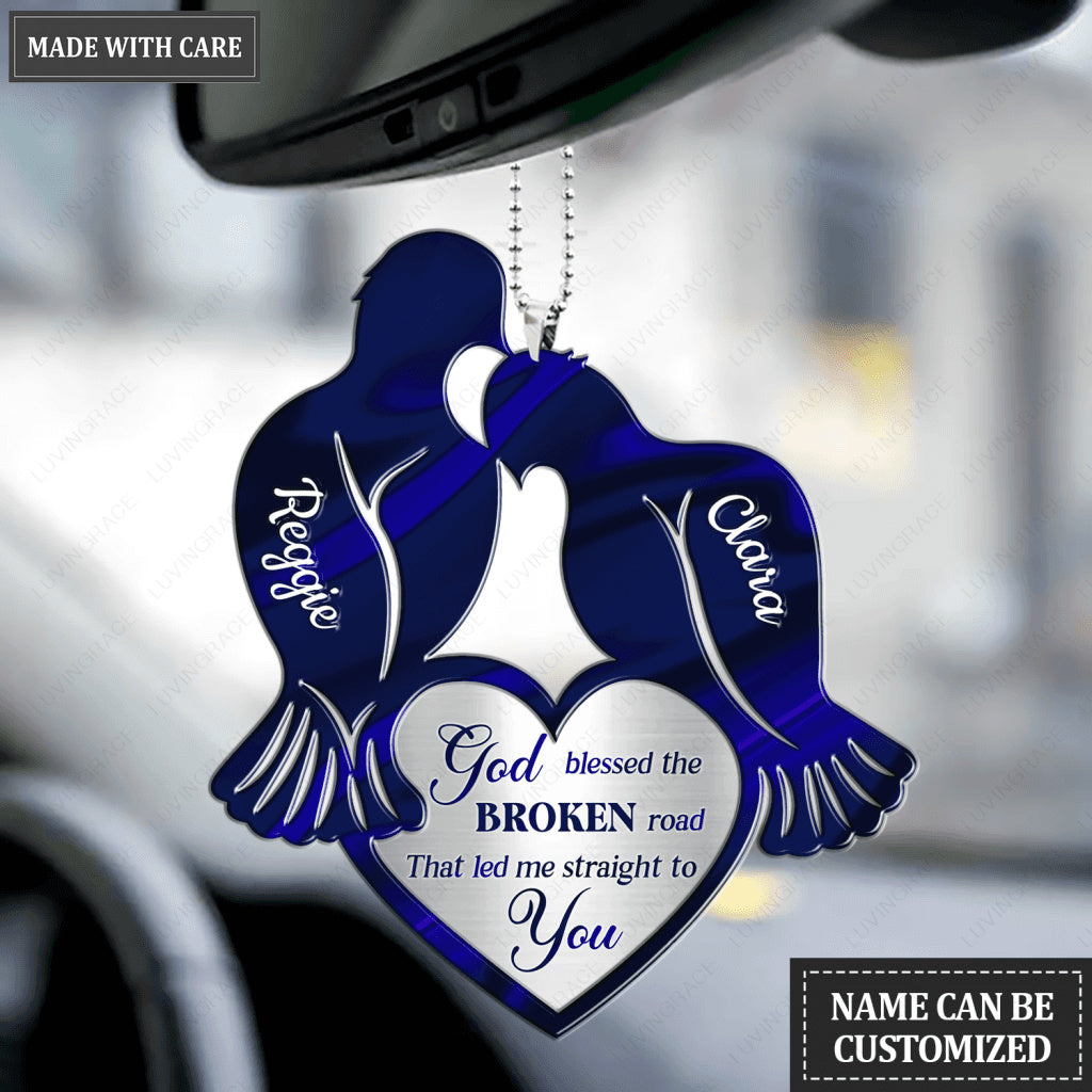 Silhouette Of Birds And Heart God Blessed Personalized Ornament