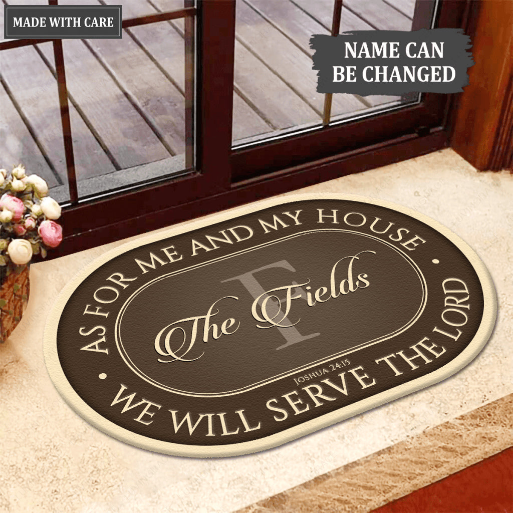 Personalized Serve The Lord Brown Shaped Doormat