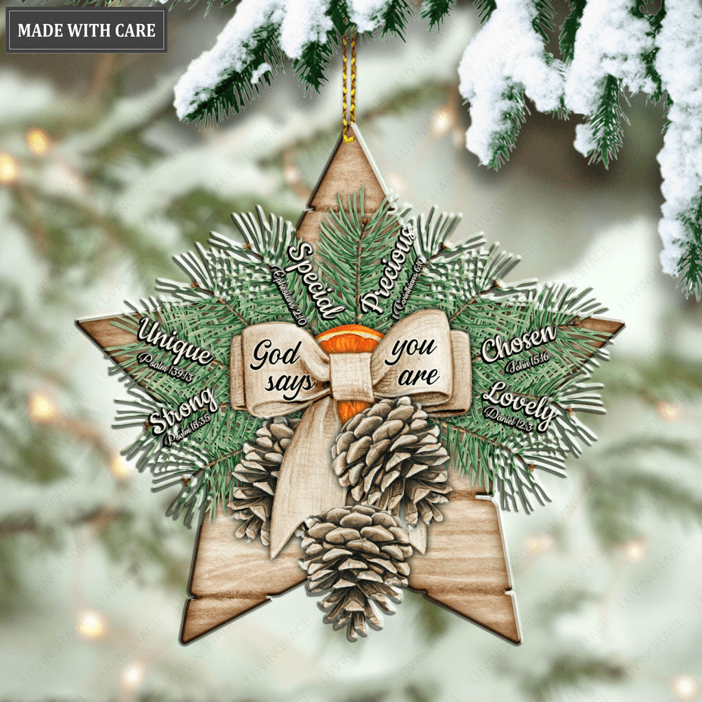 Star With Pinecones God Says You Are Ornament