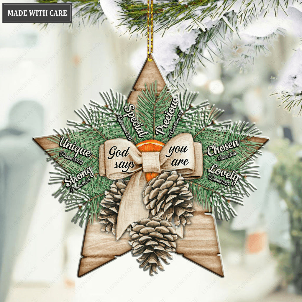 Star With Pinecones God Says You Are Ornament