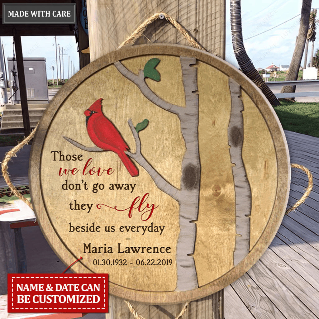 Personalized Fly Beside Us Wood Circle Sign