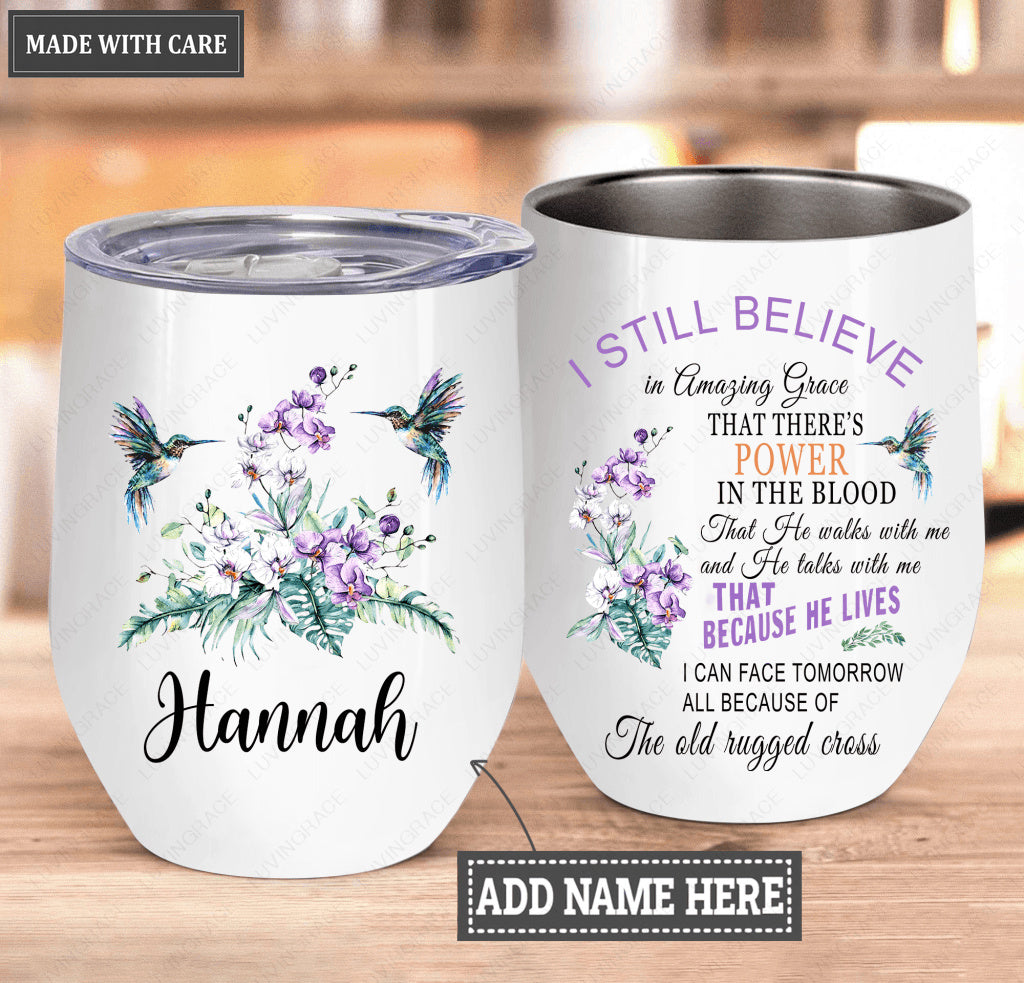 Personalized Hummingbird Amazing Grace Wine Tumbler